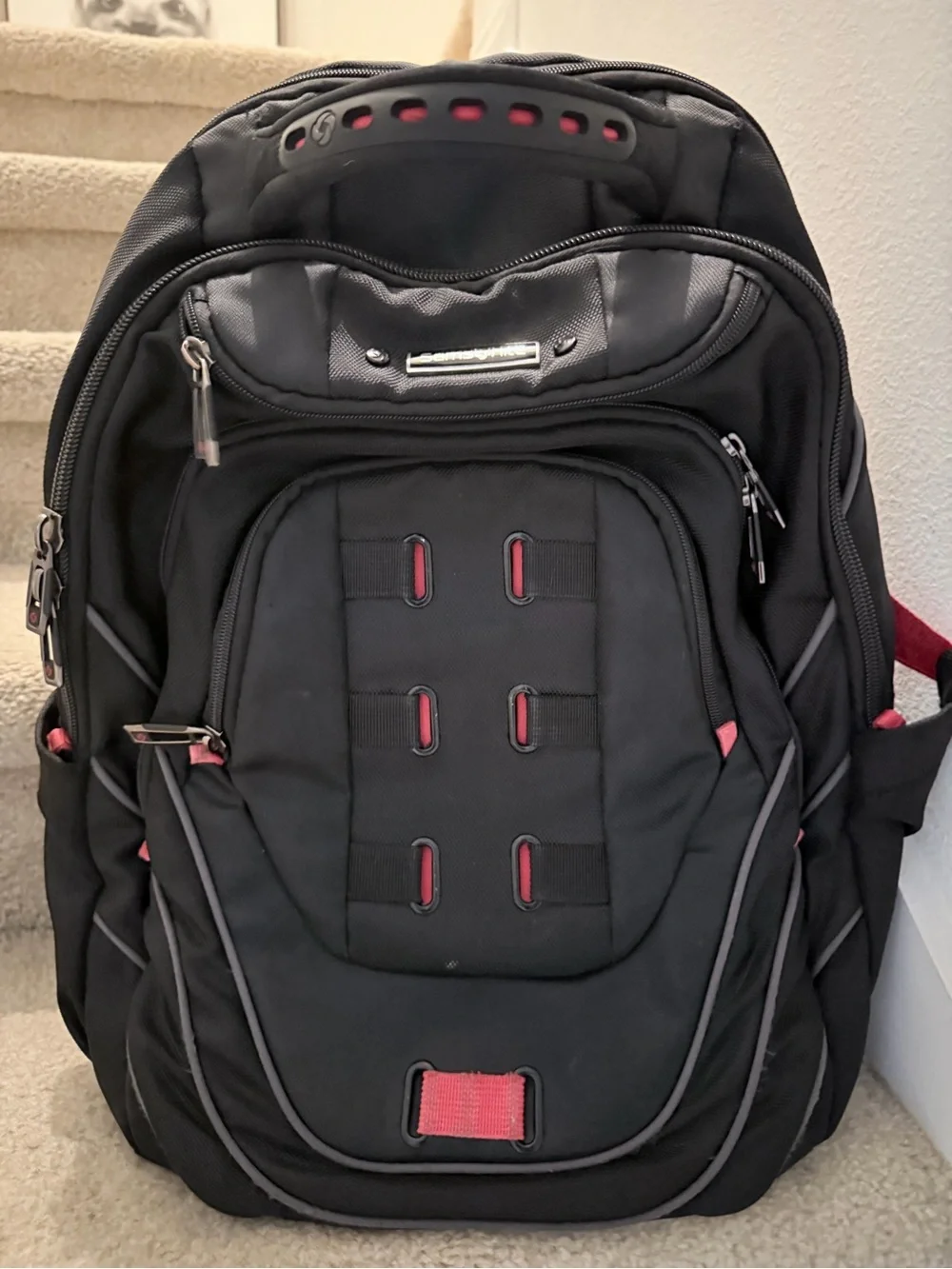 Samsonite unisex Tectonic Black and Red Travel Backpack - Durable Everyday Bag